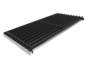 Rugged cast iron surface offering consistent sear and heat retention.