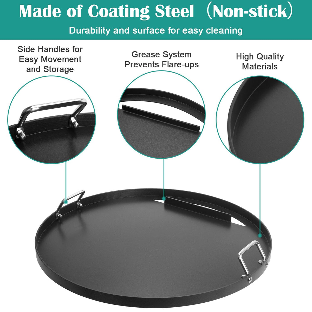 Dishwasher-safe griddle simplifies cleanup after grilling sessions.