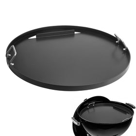EasiBBQ full-size griddle insert installed on a Weber 22-inch grill for even searing and versatility.