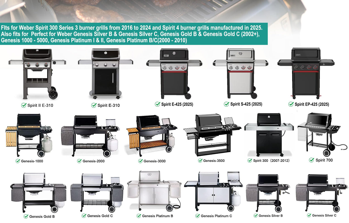 EasiBBQ Spirit II compatibility griddle image shows flexible replacement for Spirit II series.
