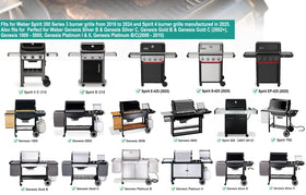 EasiBBQ Spirit II compatibility griddle image shows flexible replacement for Spirit II series.