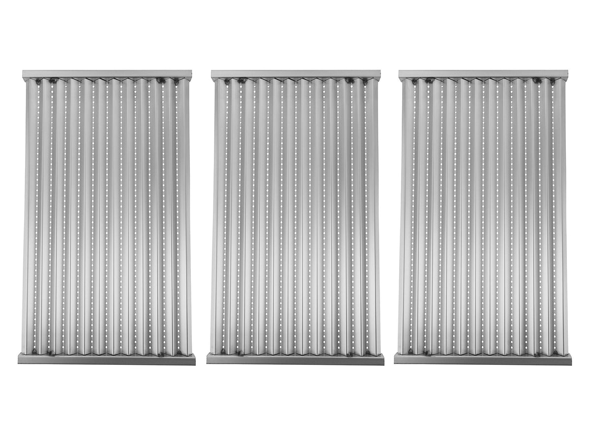 EasiBBQ stainless steel emitter plates 3-pack close-up for durable grilling
