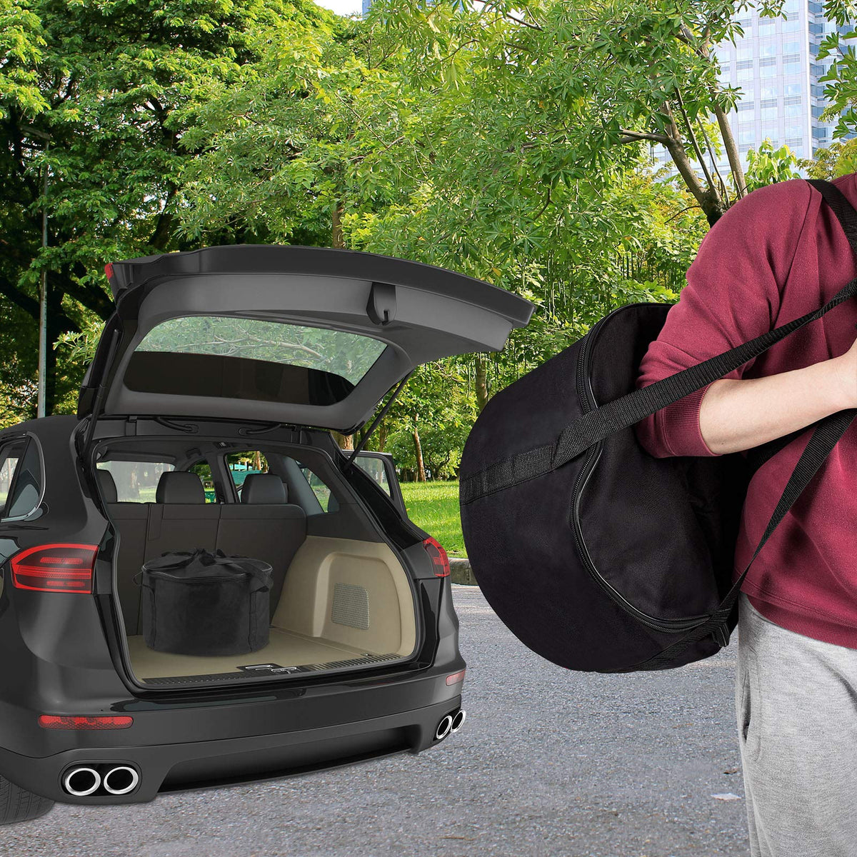 EasiBBQ storage-ready case ideal for RVs, campers, trunks, and garages.
