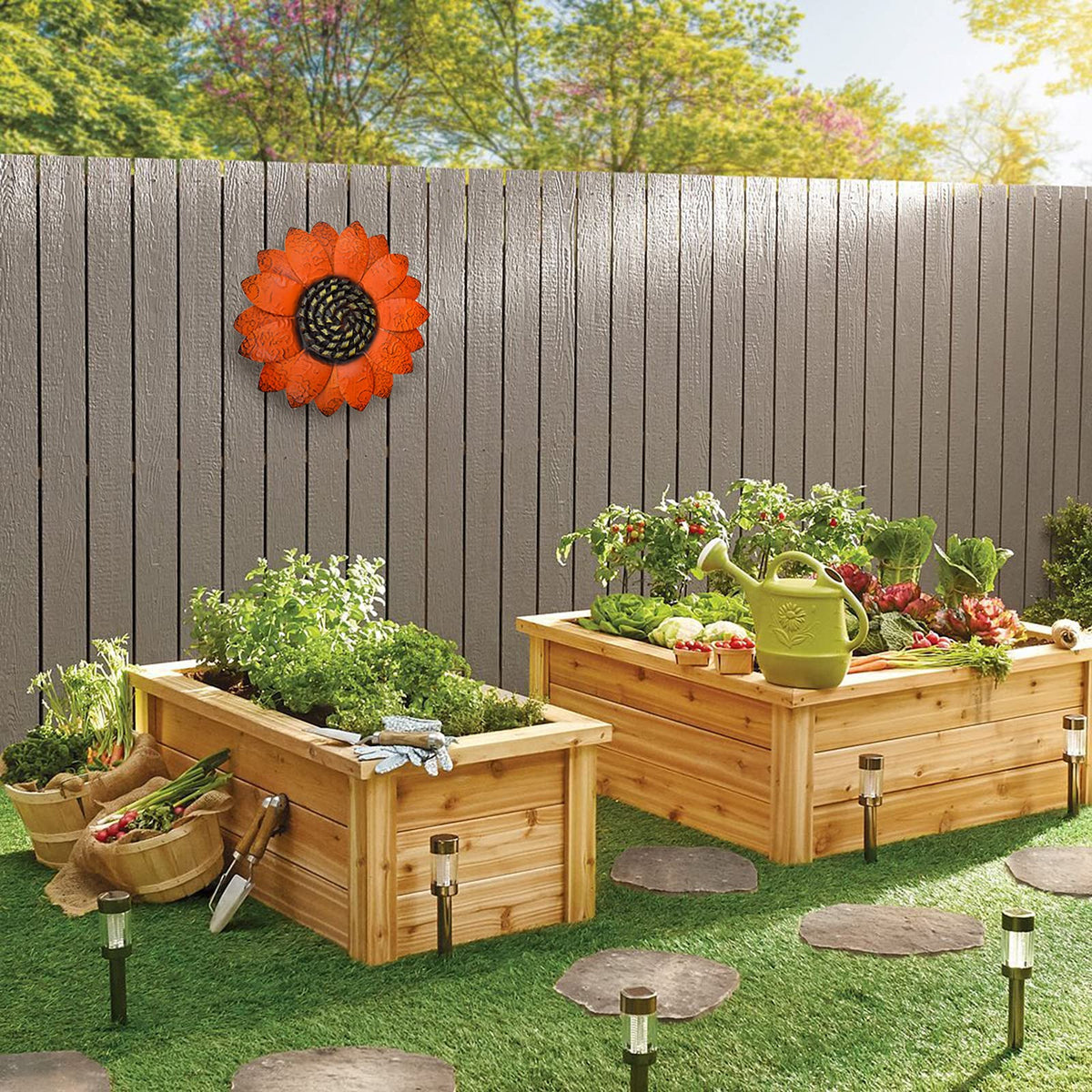 EASICUTI 13-inch orange sunflower decor enhances bathrooms and bedrooms with nature-inspired charm