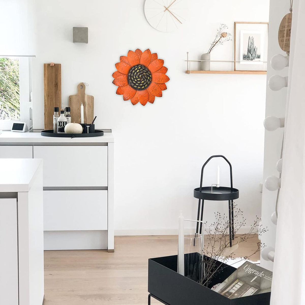 EASICUTI bright orange sunflower wall sculpture brightens living rooms, patios, and outdoor spaces