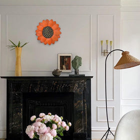 EASICUTI orange metal flowers wall decor withstands indoor and outdoor use