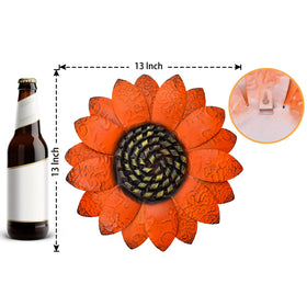 EASICUTI orange sunflower metal flowers wall art closeup showcases handcrafted petals and glossy finish
