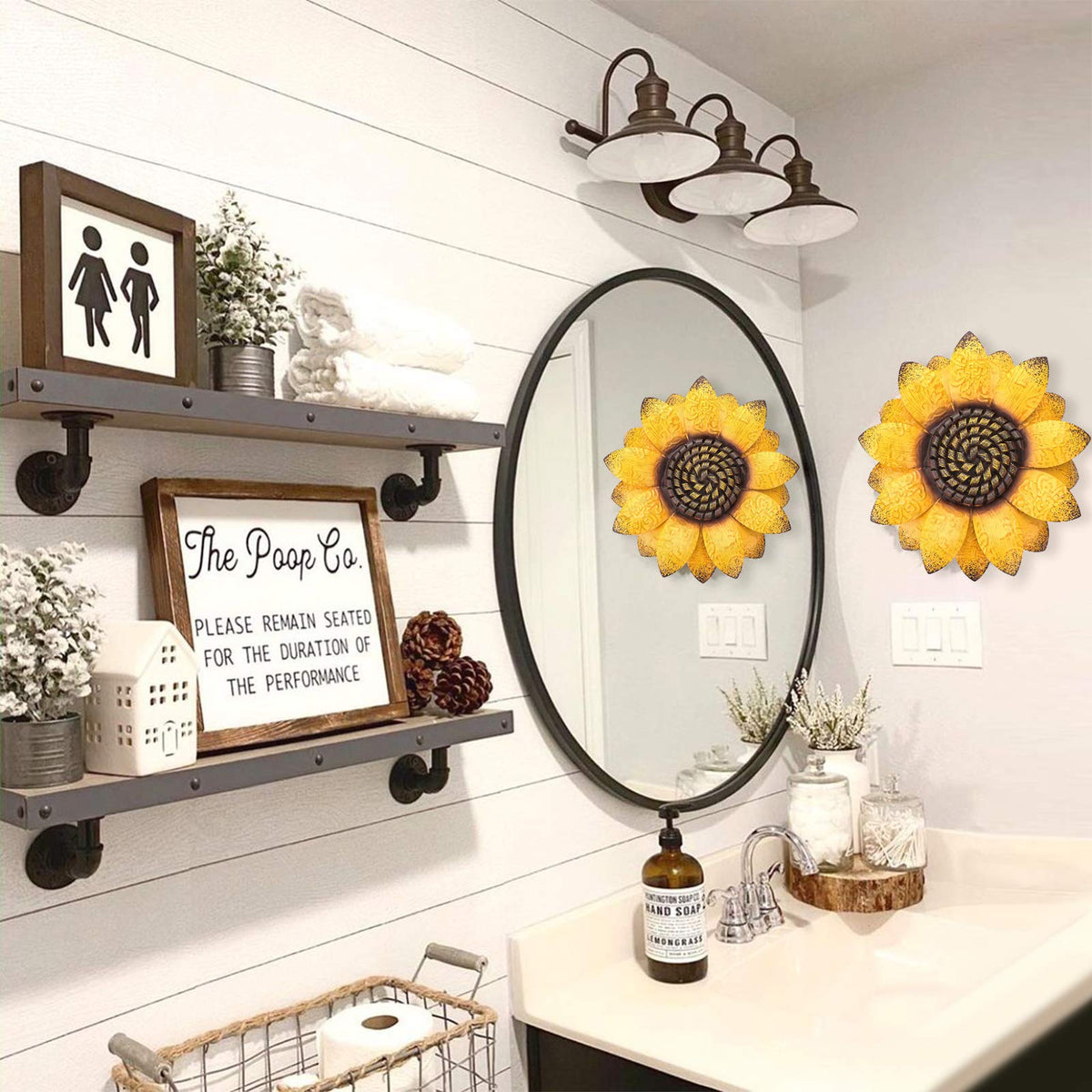12 inch EASICUTI sunflower decor in bathroom setting
