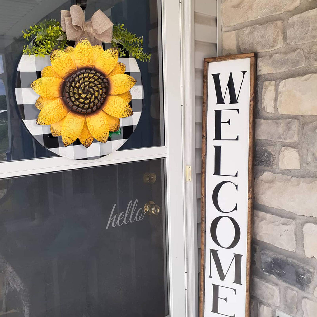 Bedroom wall accent featuring yellow sunflower metal bloom