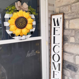 Bedroom wall accent featuring yellow sunflower metal bloom