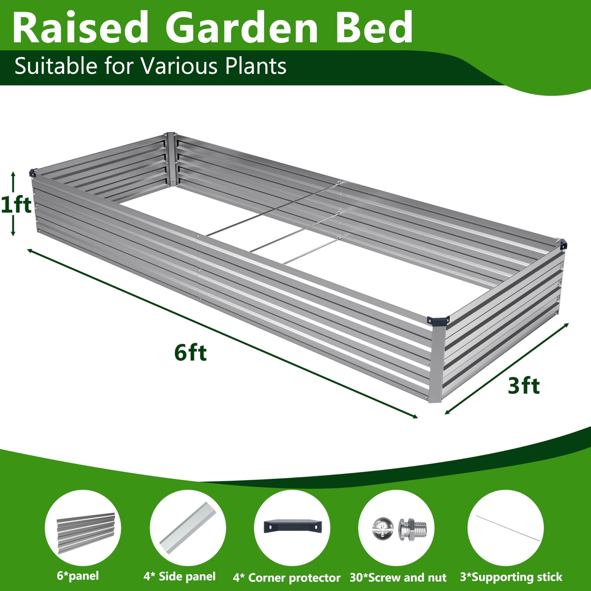 Easllre durable galvanized steel bed resisting warping under heavy soil.
