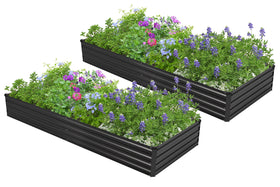 Easllre galvanized raised bed front view with ample planting space for vegetables and herbs at home