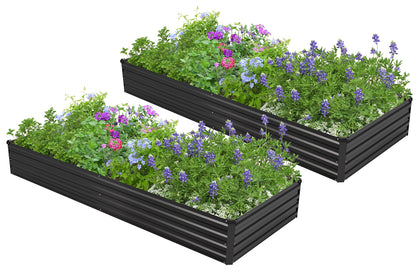 Easllre galvanized raised bed front view with ample planting space for vegetables and herbs at home