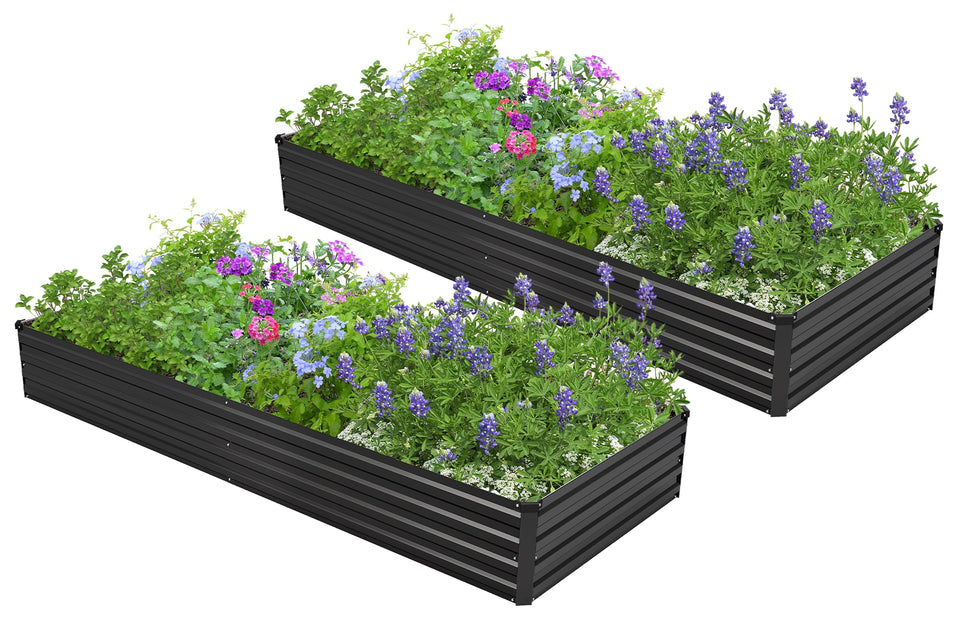 Easllre galvanized raised bed front view with ample planting space for vegetables and herbs at home