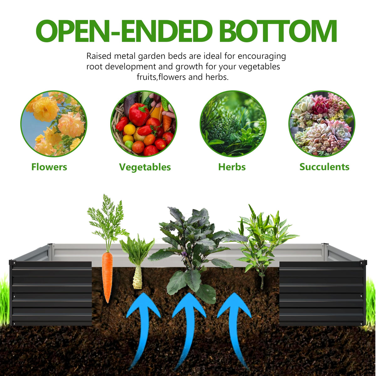 Easllre raised bed metal side panel close-up highlighting rust-resistant construction