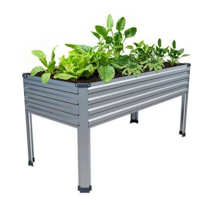 Easllre galvanized raised garden bed front view with sturdy legs for patio gardening