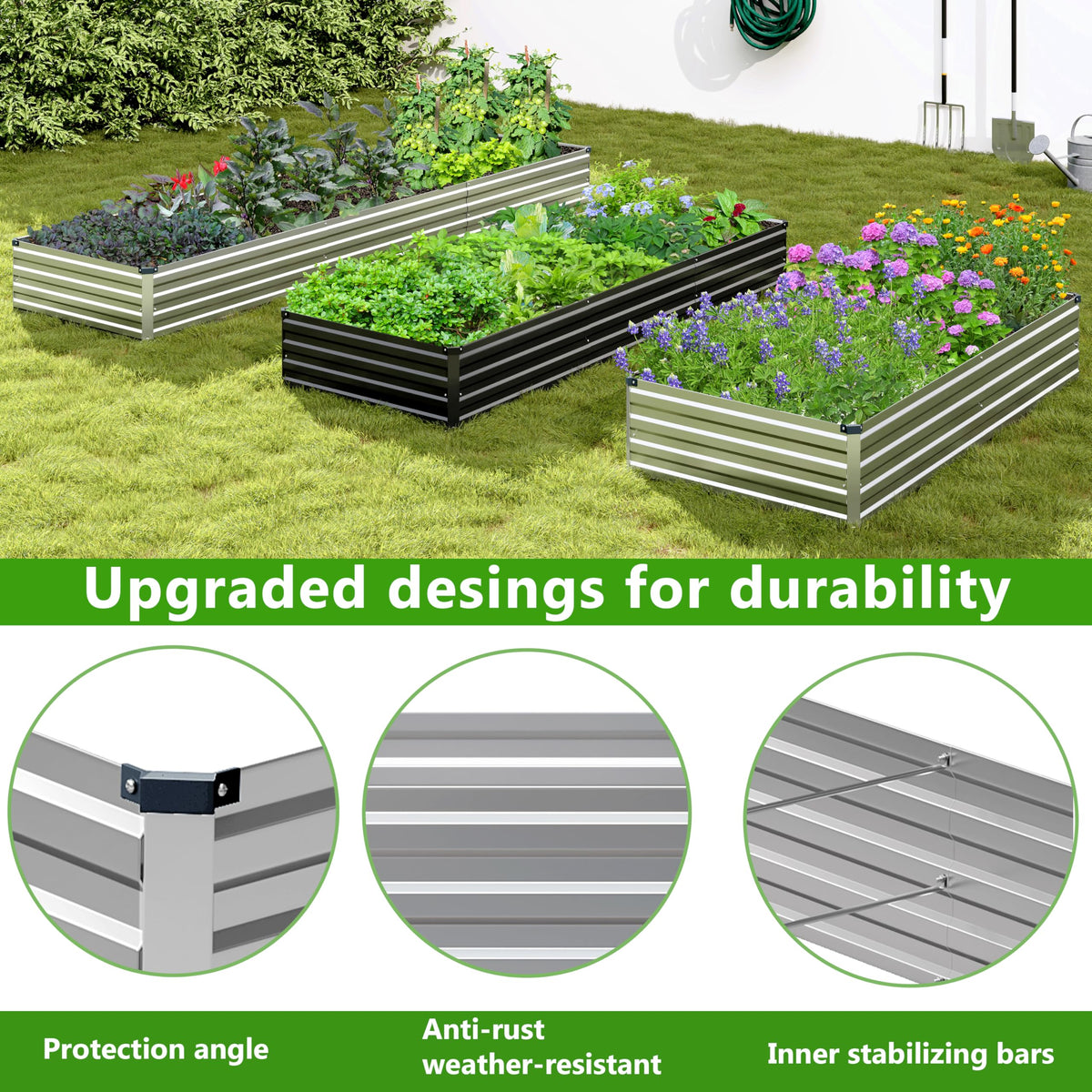 Easllre raised bed open-bottom design promotes deep roots and healthy drainage