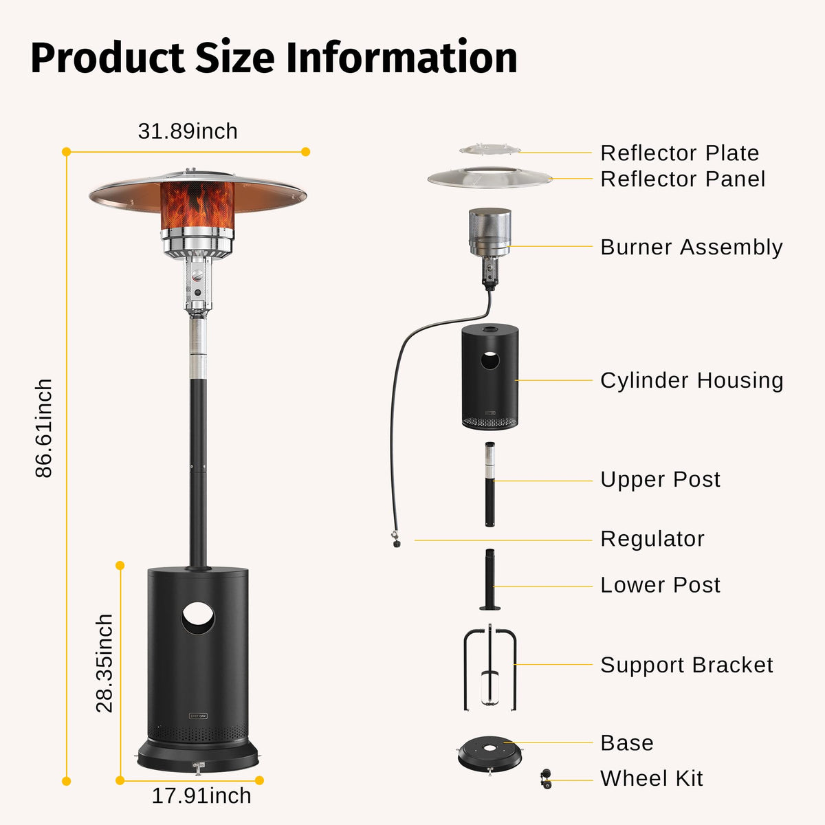 East Oak ETL-certified outdoor heater ensures trusted safety.