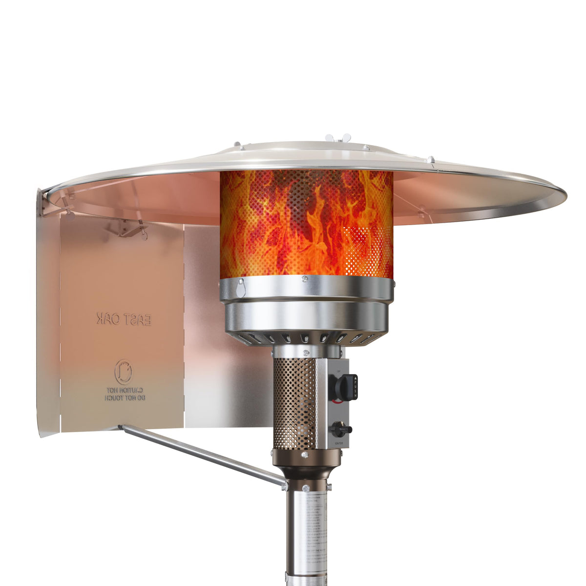 East Oak patio heater reflector left panel enhances directional heat for outdoor warmth.
