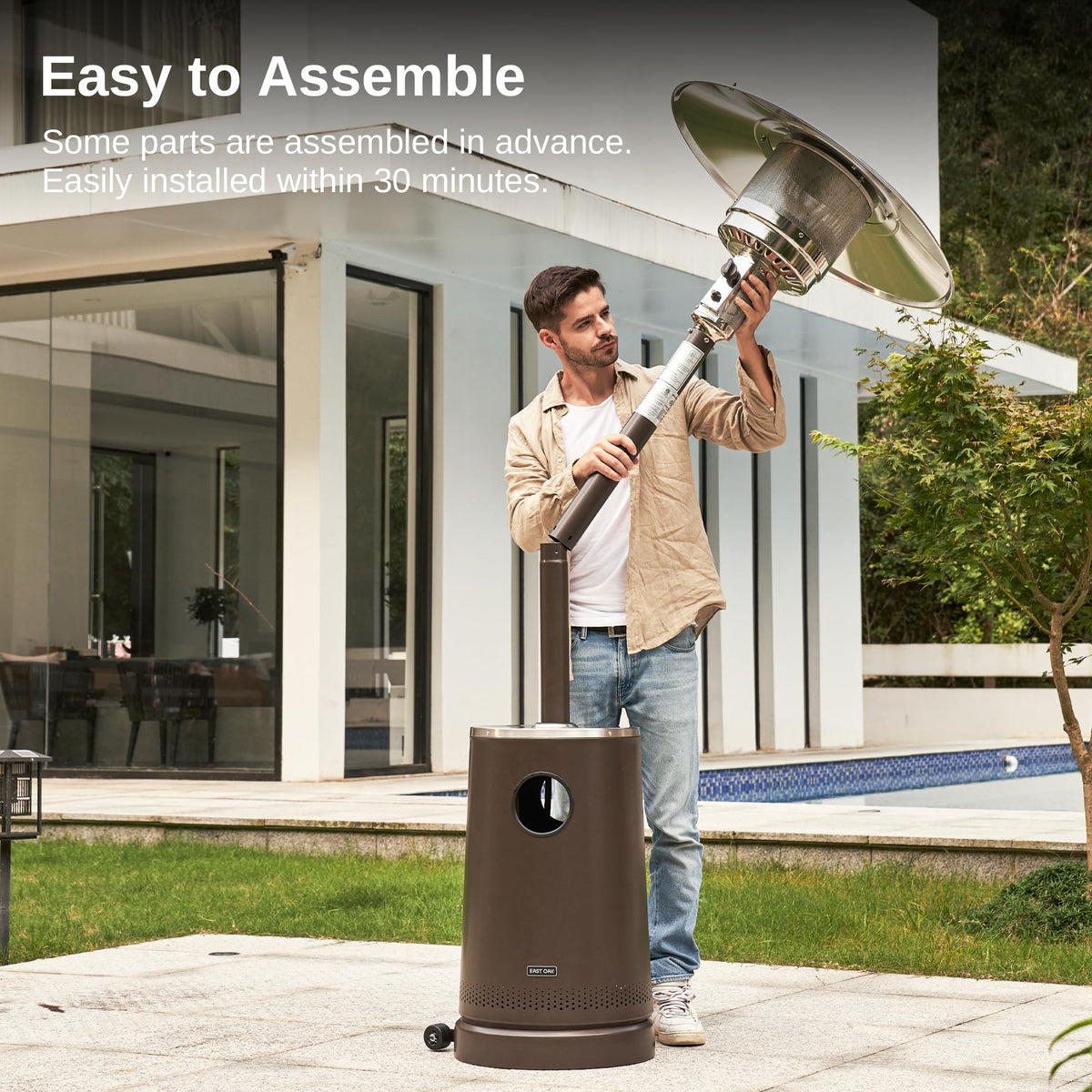Wheels enable easy mobility across outdoor spaces