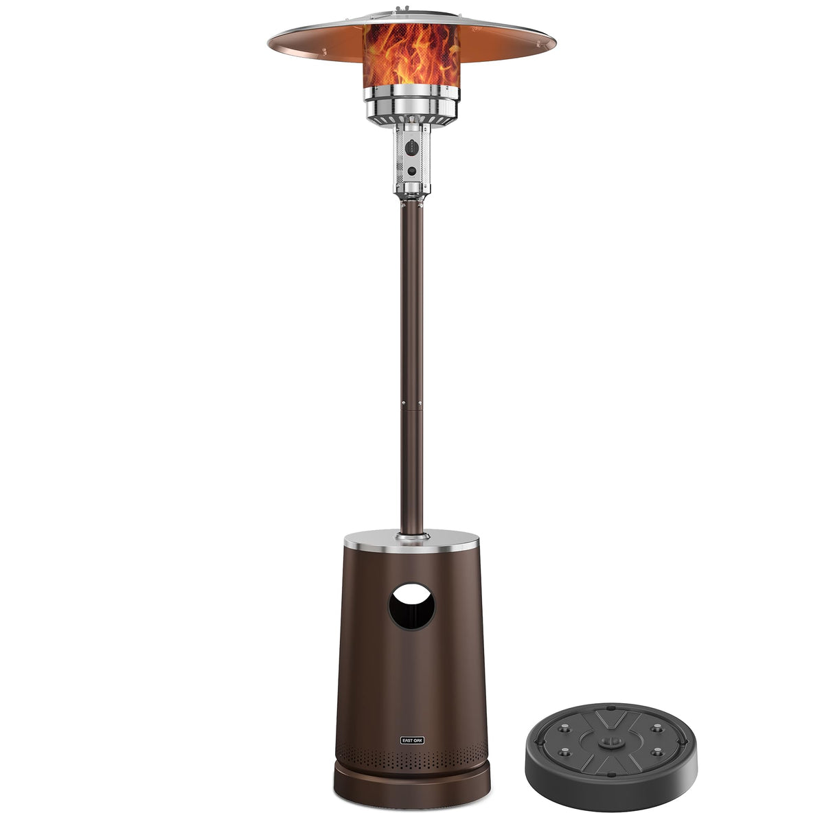 East Oak UR50BN2 outdoor heater with table design for convenient serving