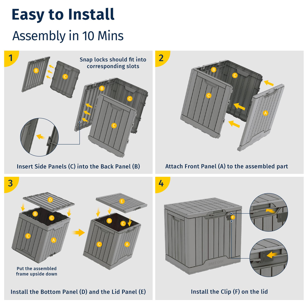 EAST OAK UV-resistant deck box maintains color and interior dryness in sun