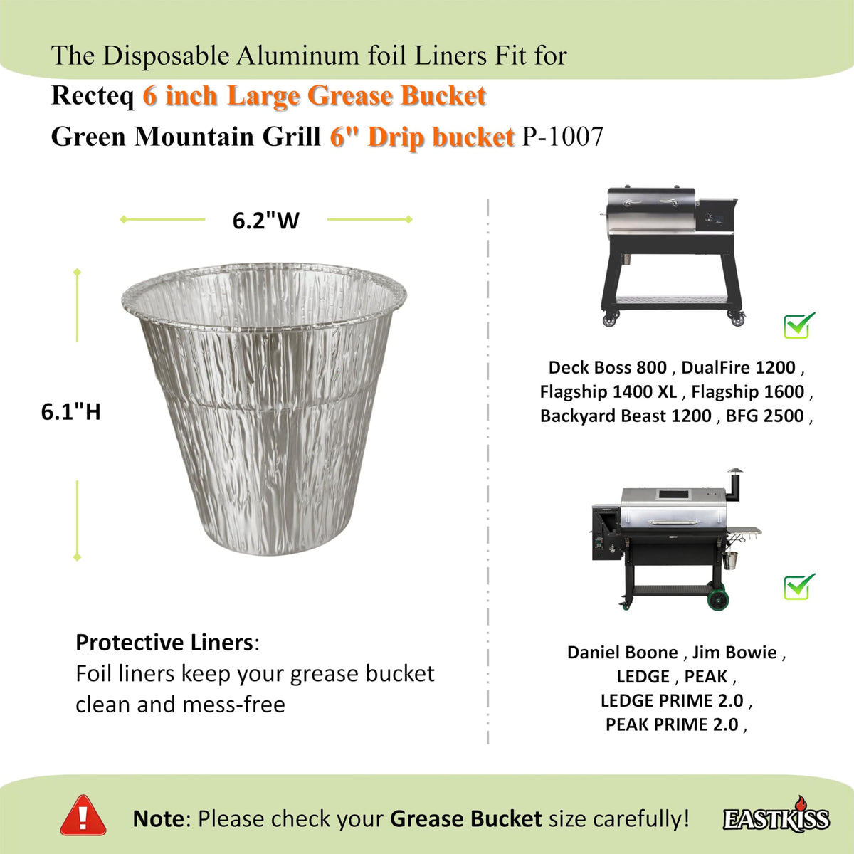 EastKISS liner for Recteq and Pit Boss simplifies maintenance.