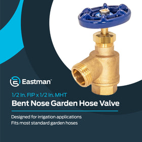 Closeup of Eastman brass wall-mounted valve for outdoor use