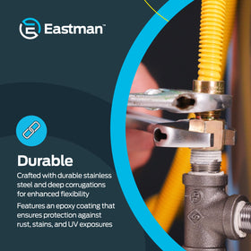 Eastman yellow stainless-steel connector ensures durable gas linking.