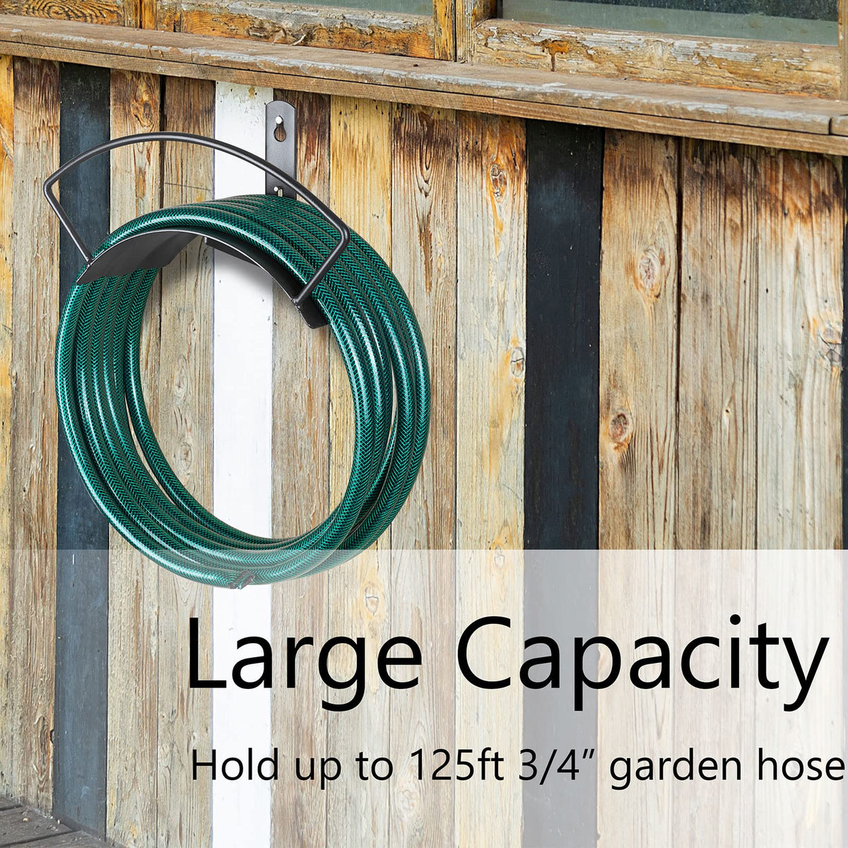 Eastrans 125ft-3-4-inch hose capacity keeps long hoses neatly managed.