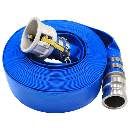Eastrans blue backwash hose, 2in 100ft, ideal for pool drainage tasks.