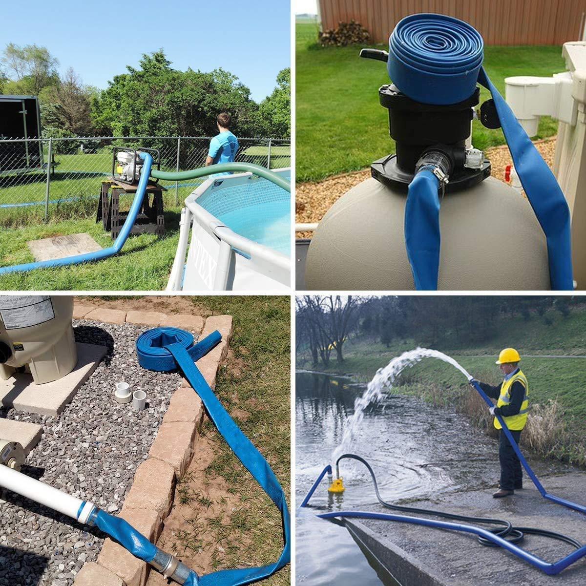 Eastrans durable backwash hose blue resists wear in wet environments.