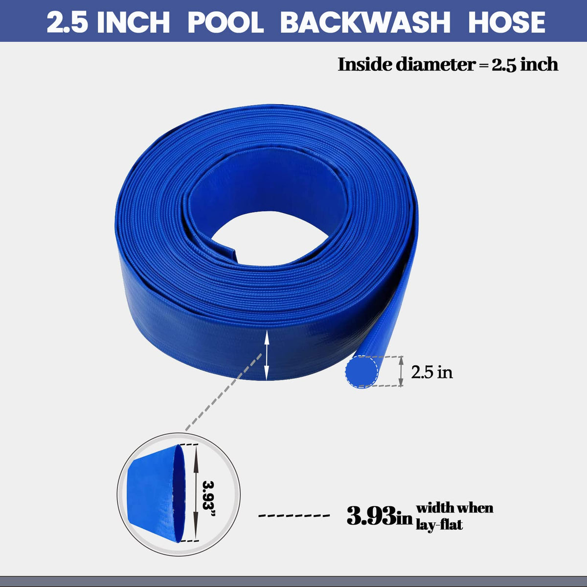 Eastrans heavy-duty PVC pool hose withstands outdoor use and chemical exposure.