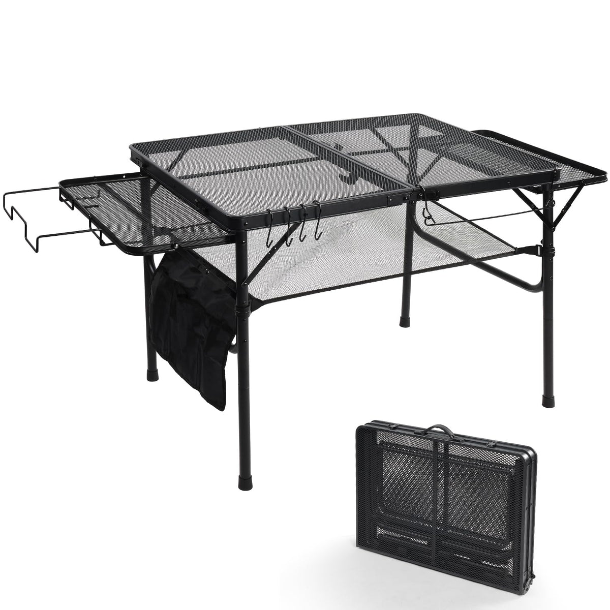 EASTSTORM 3ft folding camping table with wing panels expands workspace for grilling and prep.
