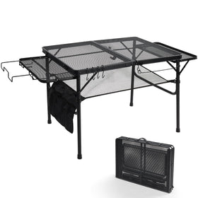 EASTSTORM 3ft folding camping table with wing panels expands workspace for grilling and prep.