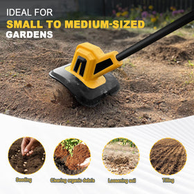 Eastyle tiller in action with 270 RPM motor for soil disruption.