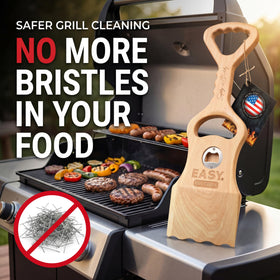 EASY FUNCTION Wood Grill Scraper uses natural pine for safe no-scratch grill cleaning
