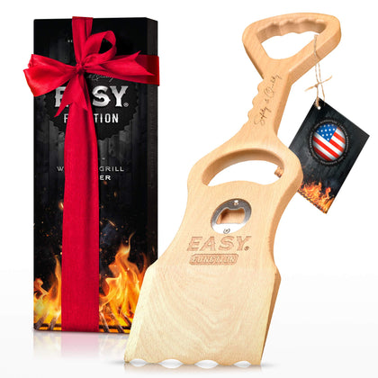 EASY FUNCTION Wood Grill Scraper with EasyShape tech for seamless grate cleaning