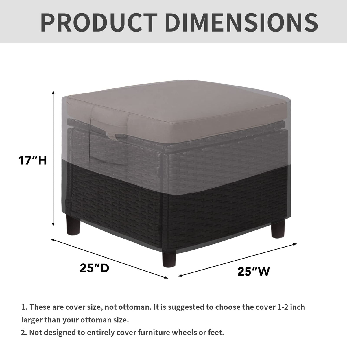 Two-pack Easy-Going cover set for 25x25x17 ottomans.