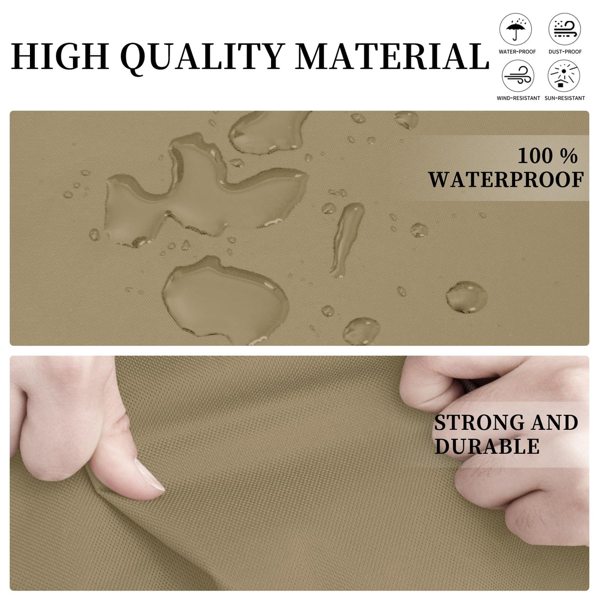 Easy-Going 600D patio cover elastic hem cord for a tight custom-like fit.
