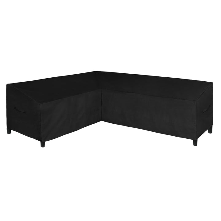 Easy-Going 600D left-facing patio cover protecting a 85x110 inch outdoor sectional.
