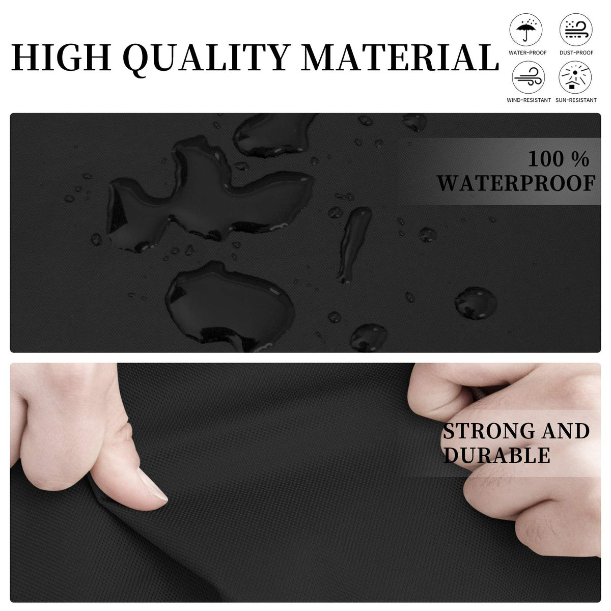 Easy-Going 600D Patio V-Shaped Cover handles aid quick installation.