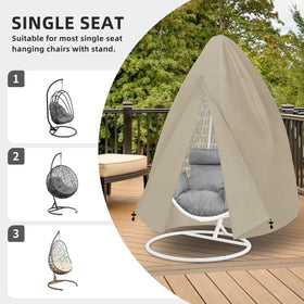 Easy-Going camel color complements outdoor furniture.