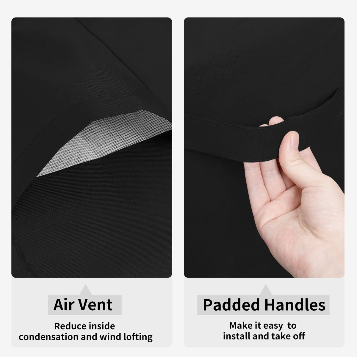 Easy-Going click-close straps secure the cover against strong winds.