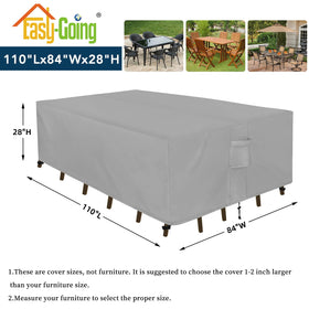 Easy-Going colorfast rectangle cover blocks UV to prevent sun fading