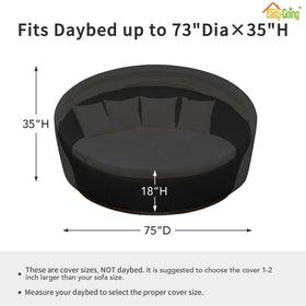 Easy-Going daybed cover with air vent reduces condensation and wind lofting.