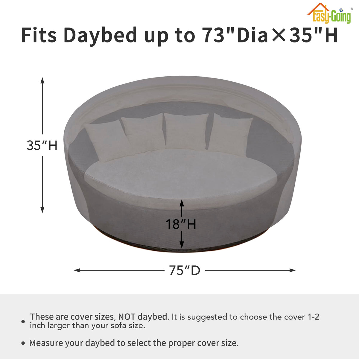 Easy-Going daybed cover waterproof coating in rainy scene demonstrates rain protection