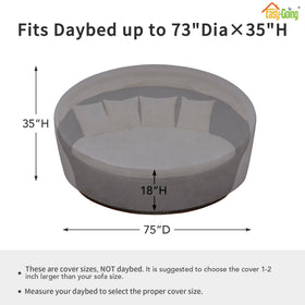 Easy-Going daybed cover waterproof coating in rainy scene demonstrates rain protection