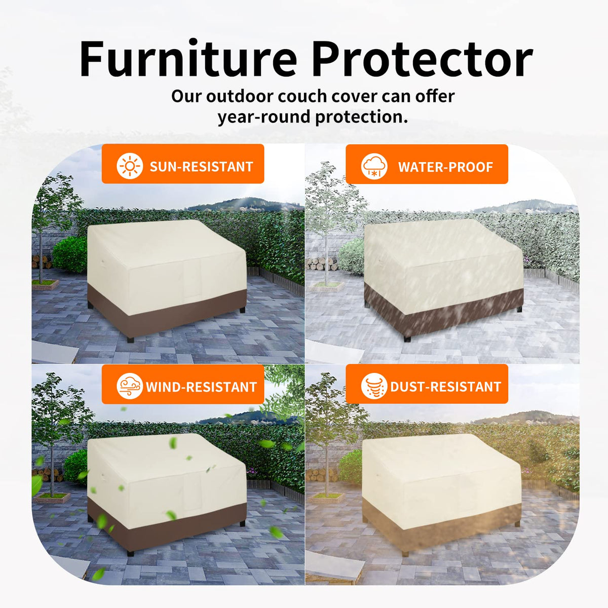 Easy-Going click-close straps secure loveseat cover around feet