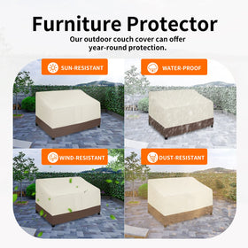 Easy-Going click-close straps secure loveseat cover around feet